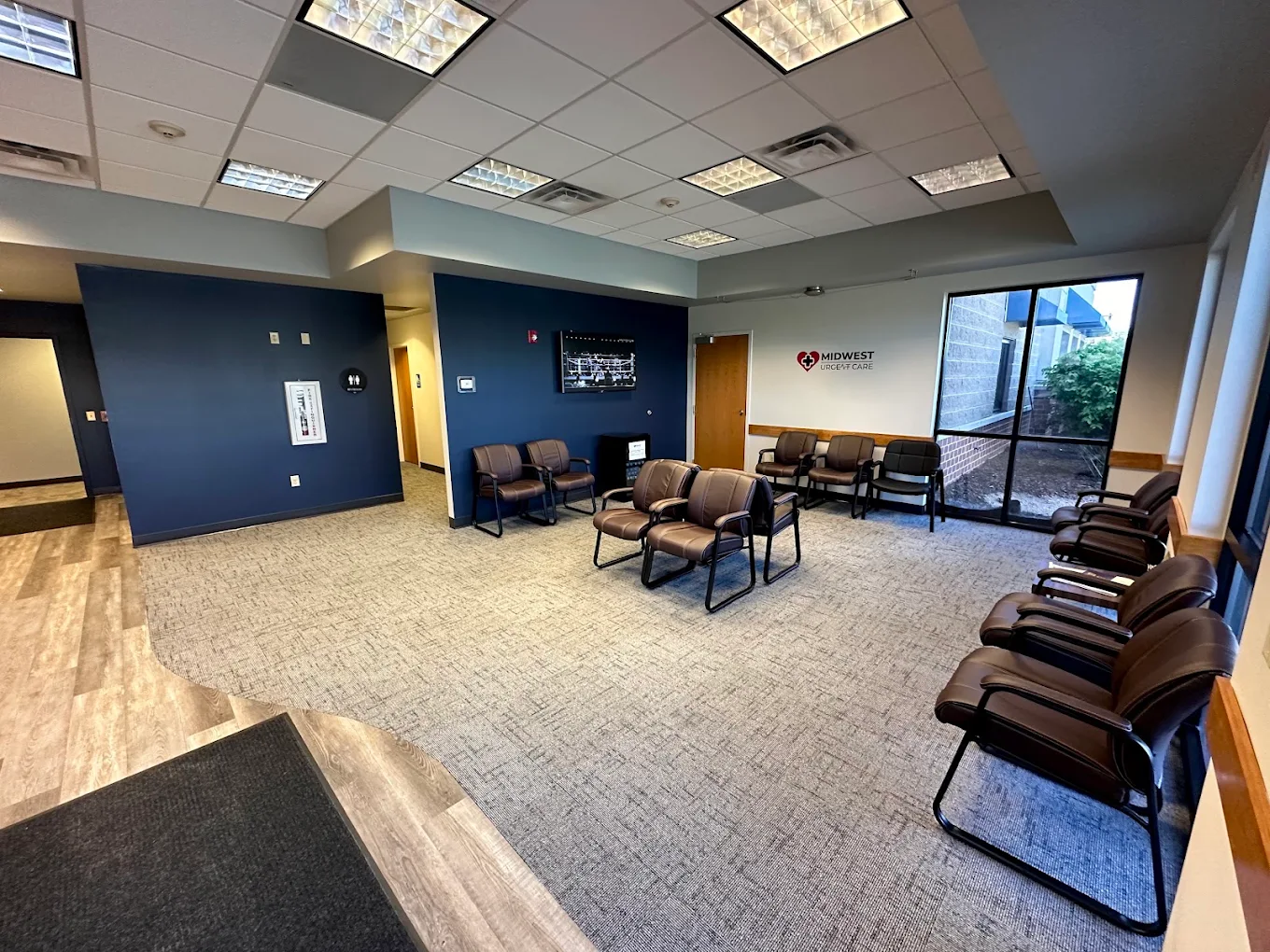 Midwest Urgent Care waiting room at 3830 N 167th Ct in Omaha, where Midwest Primary Care is located